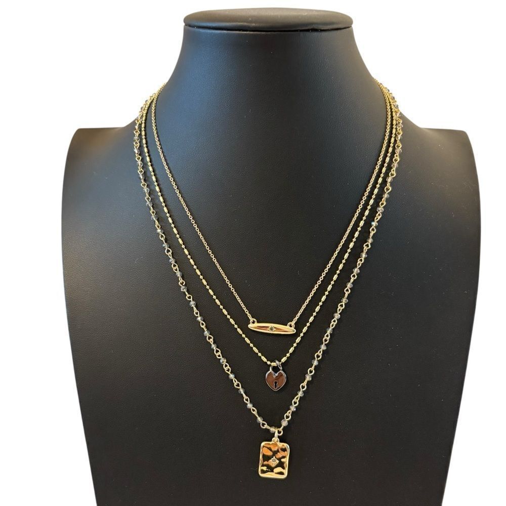Heart Lock Charm Layer Necklace.